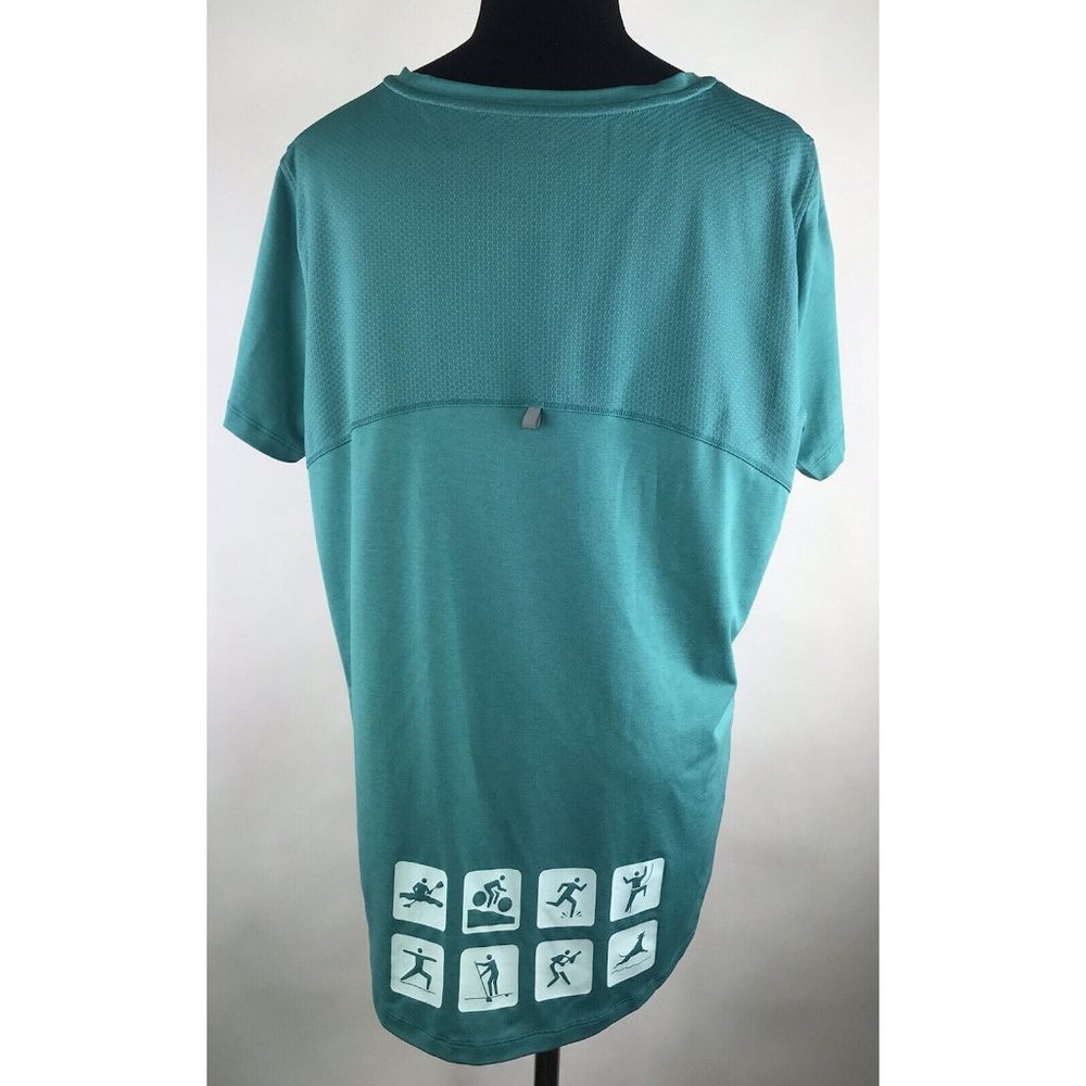LL BEAN Womens Athlete Shirt Vail Mountain Games Green High Low Size XL
